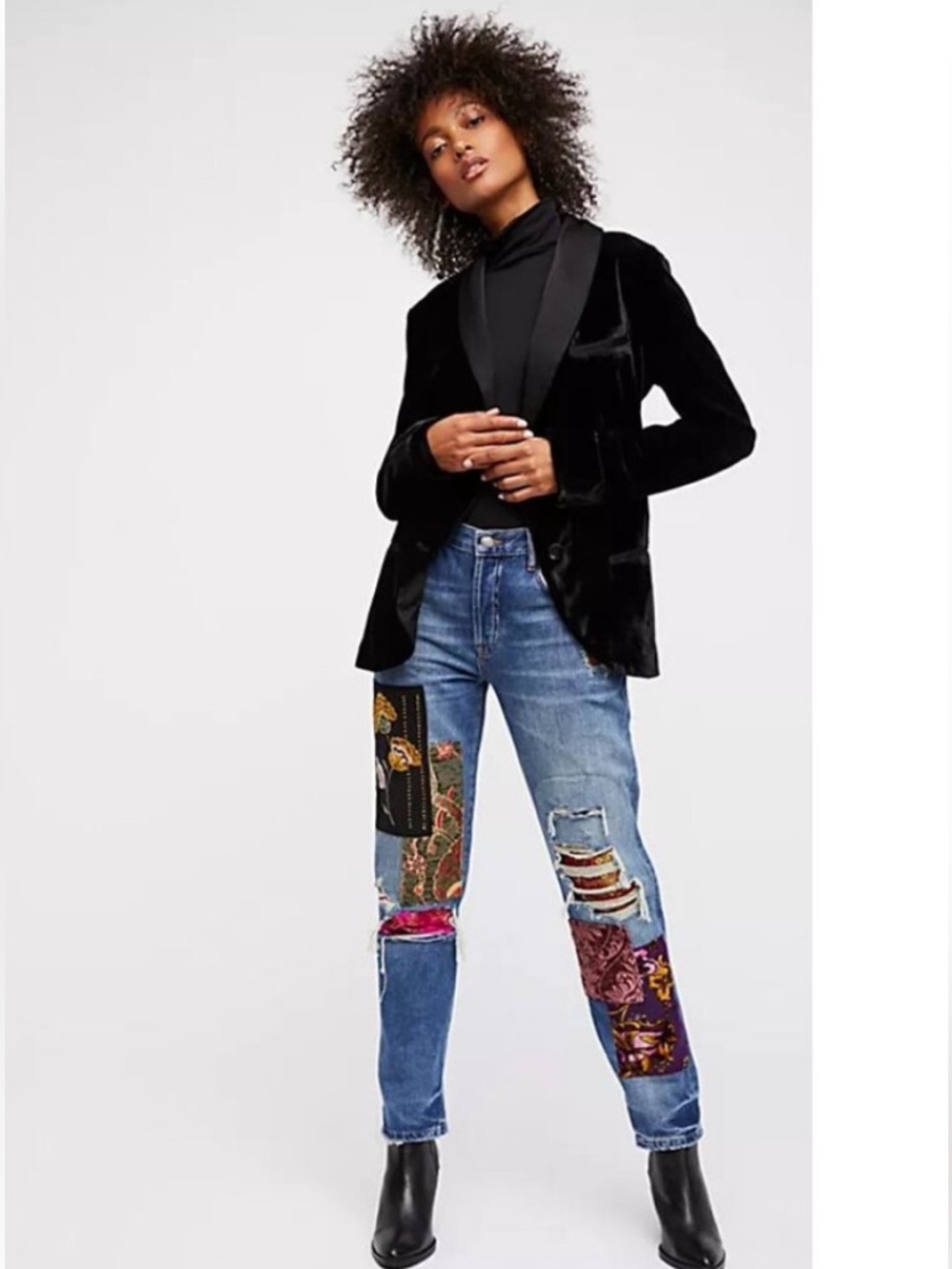 Free People Luxe Patch Boyfriend Jeans